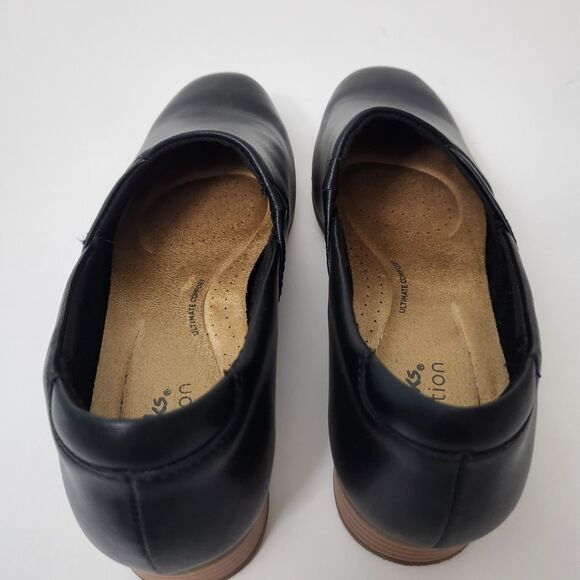 CLARKS Ultimate Comfort Juliet Palm Black Leather Loafers Womens 6W Wide Width - Picture 5 of 9